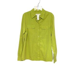 First Issue by Liz Claiborne Lime Green Long Sleeve Buttoned Blouse Size Small